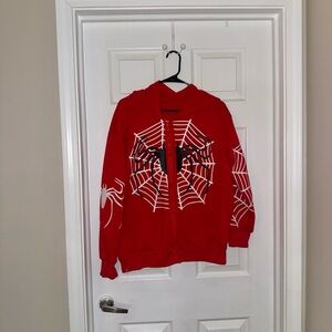 Red Spider Web Zip-Up